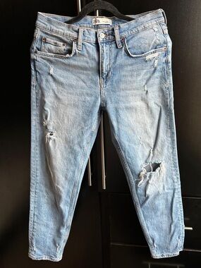 ZARA Light Wash Distressed Boyfriend Jeans